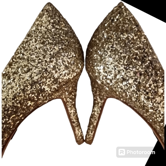 Badgley Mischka Daisy II Heels Gold Glitter Sz 10 - Picture 5 of 15
